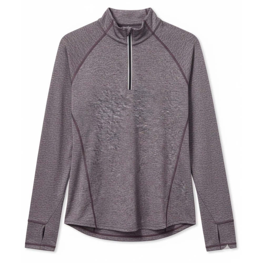 All In Motion 1/4 Zip Pullover Heathered Purple Thumbholes Activewear Top Medium